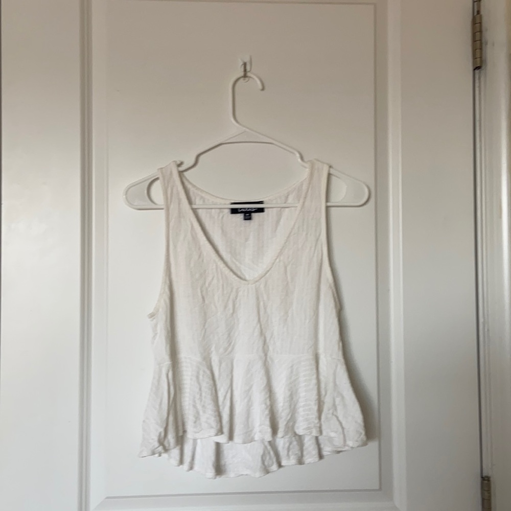 White ribbed peplum top